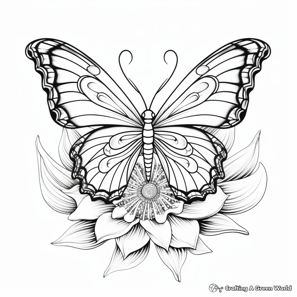 Flowers and butterflies coloring pages