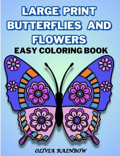 Large print butterflies flowers easy coloring book bold easy coloring pages