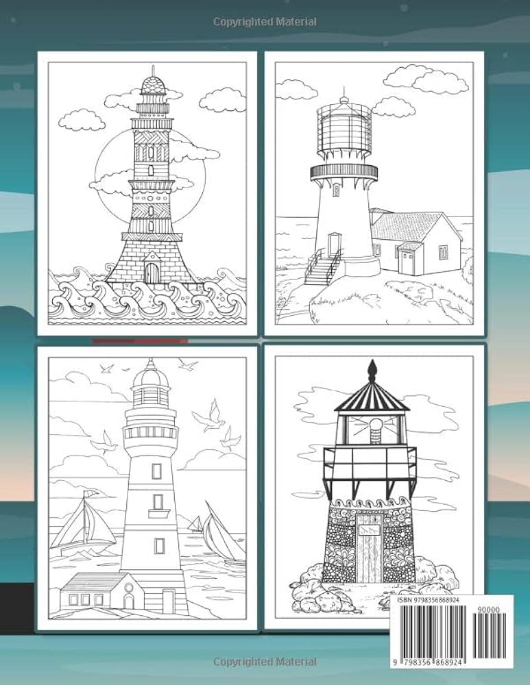 Lighthouse coloring book for adults lighthouse coloring pages to help relieve stress unwind and get creative designs elmsleigh books