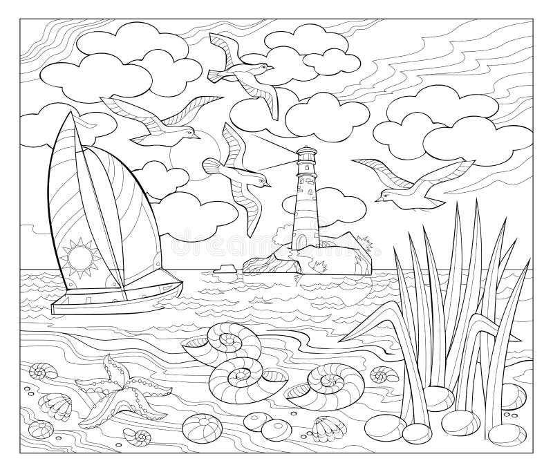 Lighthouse coloring page stock illustrations â lighthouse coloring page stock illustrations vectors clipart