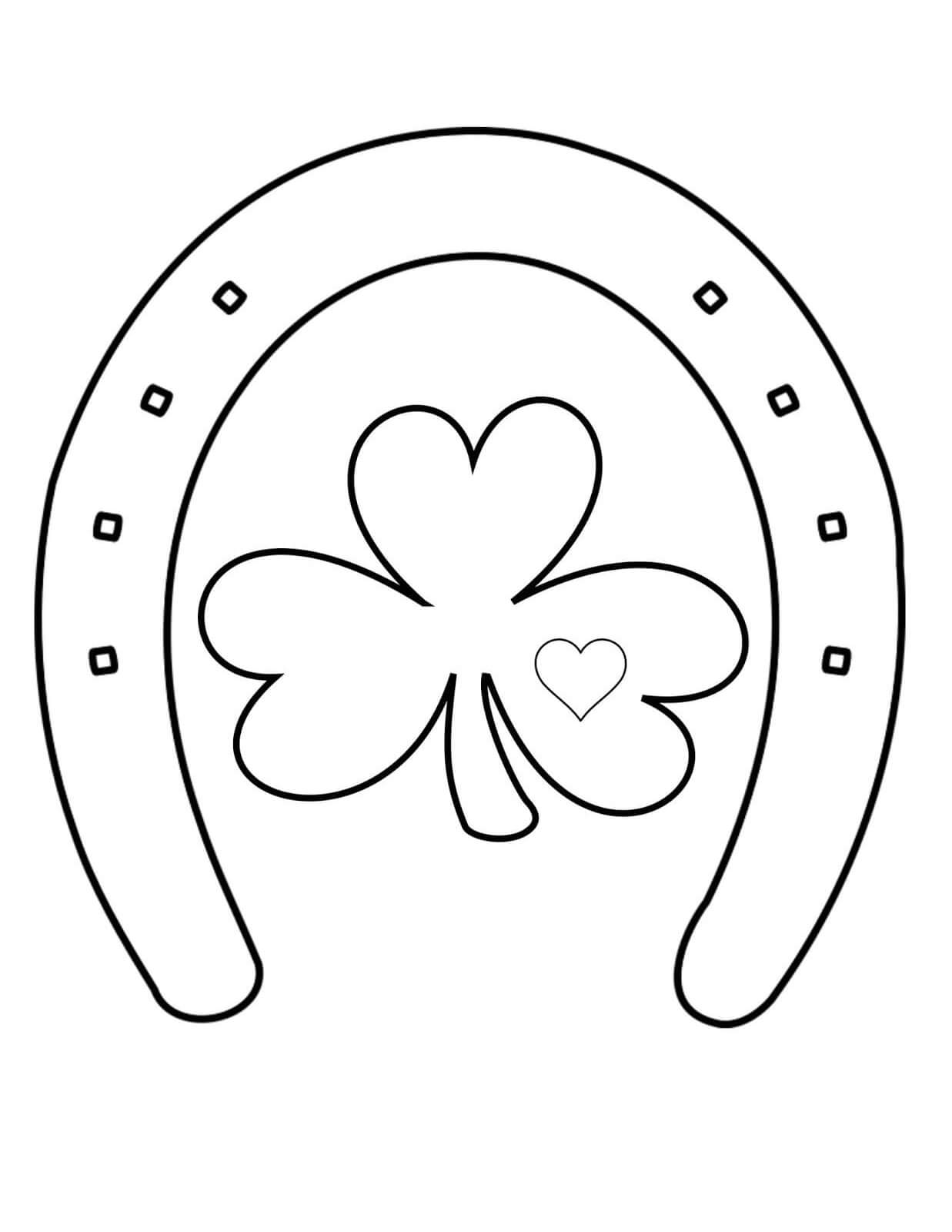 Shamrock with horseshoe coloring page