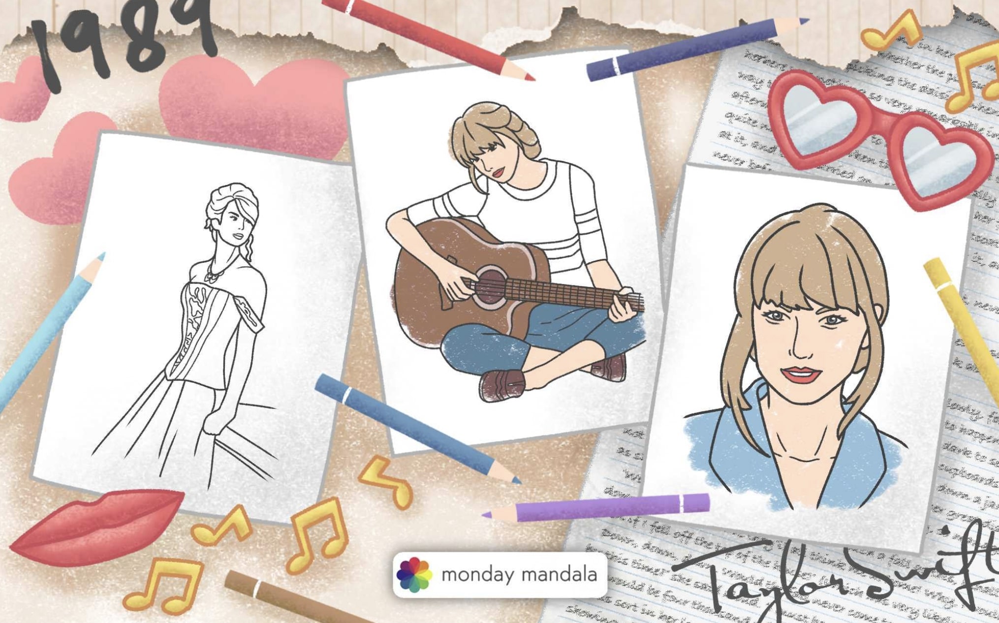 Taylor swift coloring pages free pdf printables