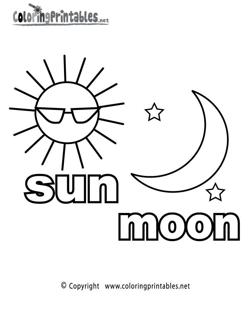 Sun moon coloring page