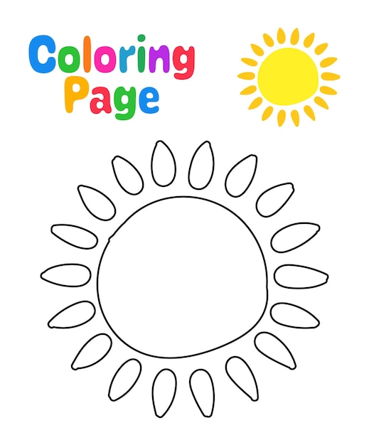 Premium vector coloring page with sun for kids