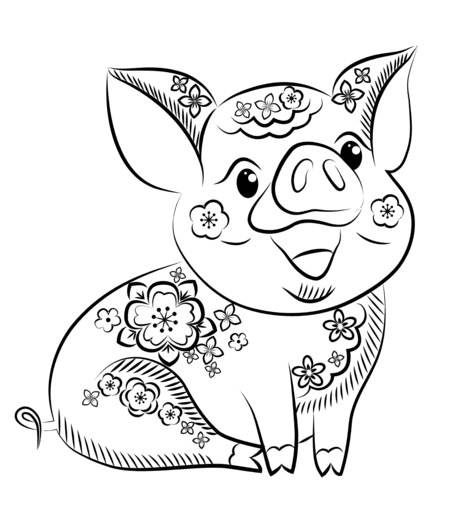 Pig coloring pages printable for free download