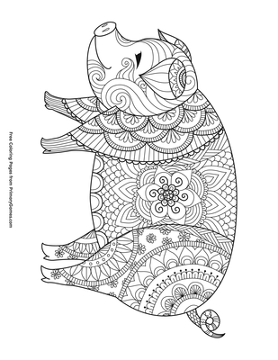 Zentangle pig coloring page â free printable pdf from