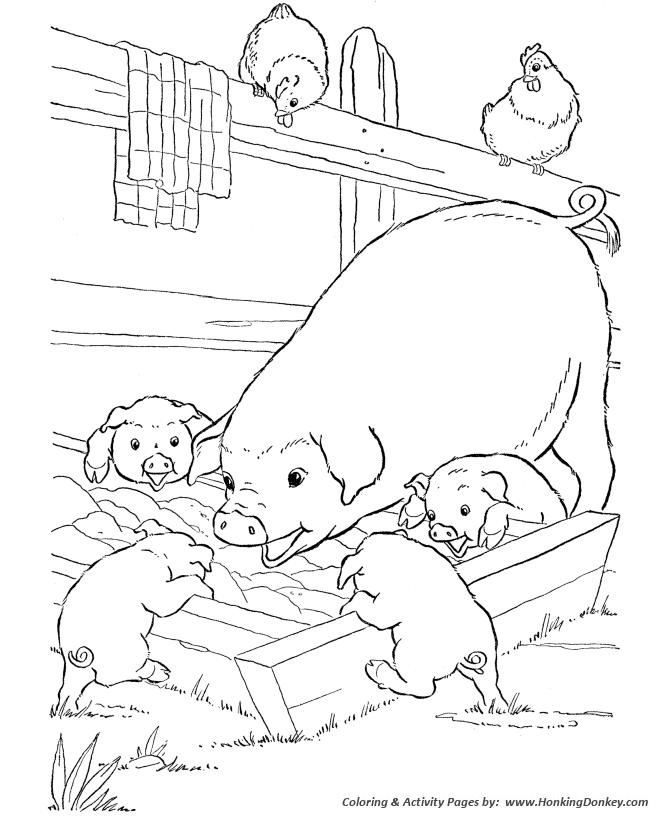 Farm animal coloring pages printable pigs slop coloring page and kids activity sheet