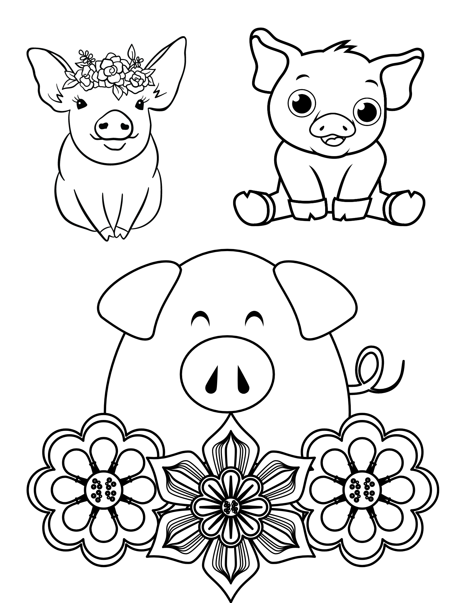 Free printable pig coloring pages