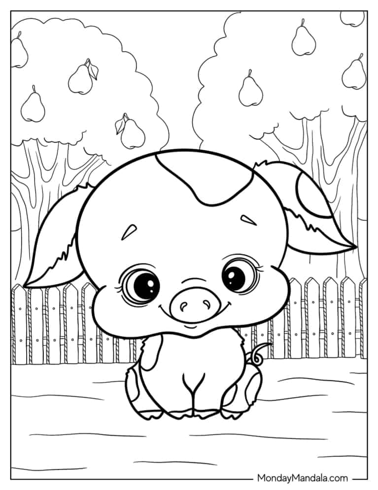 Pig coloring pages free pdf printables