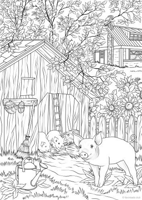 Pigs printable adult coloring page from favoreads coloring