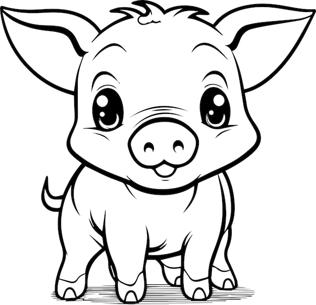 Premium vector a pig colouring pages for kids vector illustration