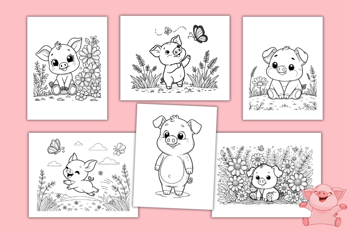 Free pig coloring pages for kids