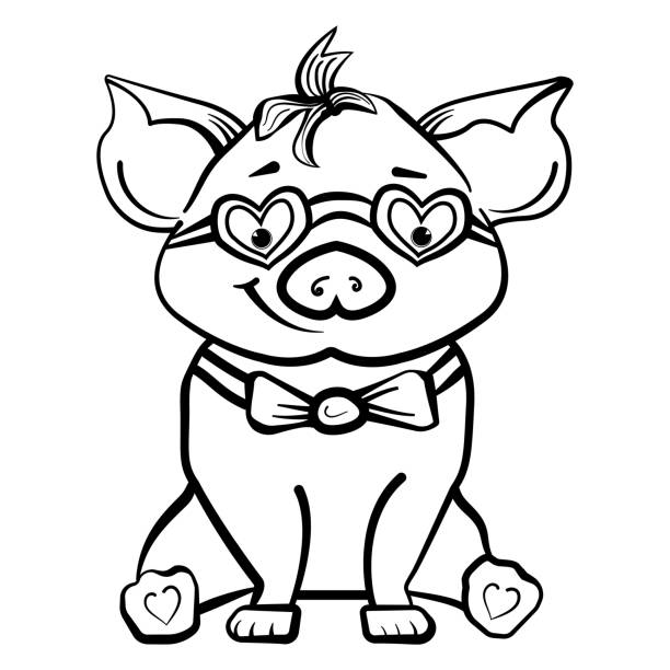 Cute pig coloring pages stock illustrations royalty