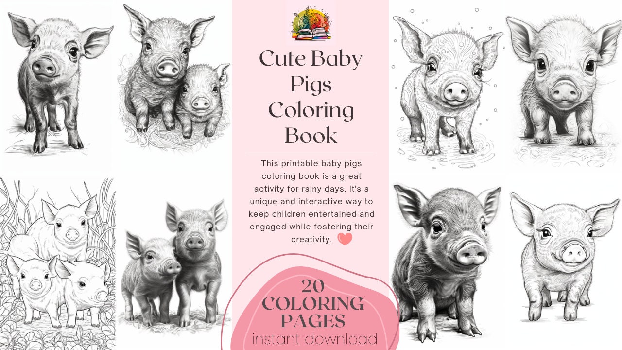 Baby pigs coloring book baby pig coloring page cute baby pig printable coloring pages animal coloring pages instant download pdf download now