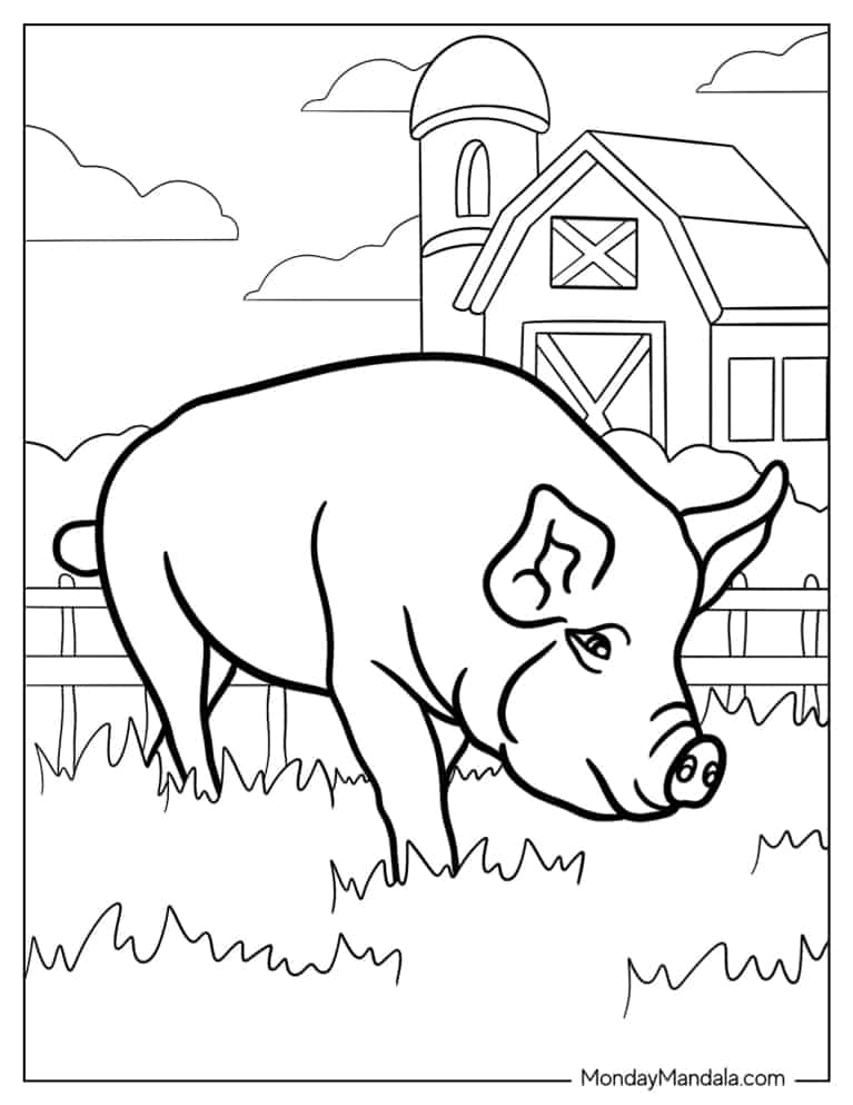 Pig coloring pages free pdf printables