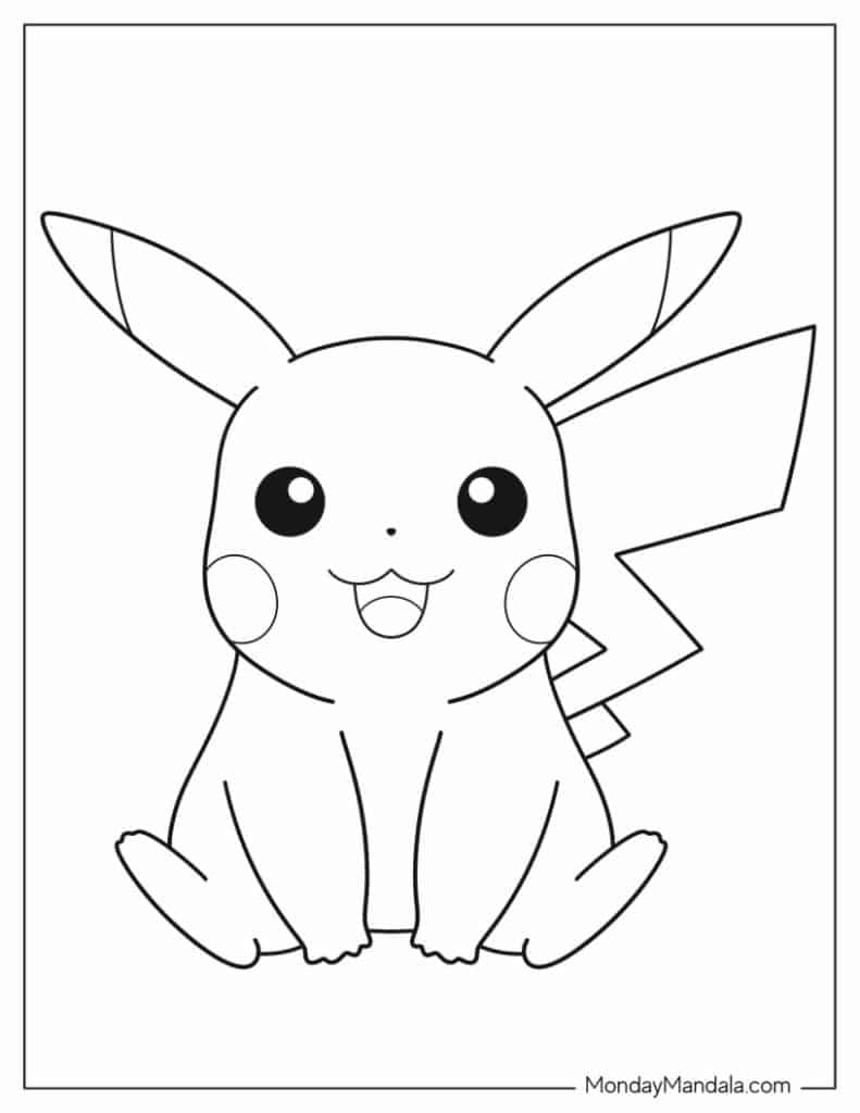 Pikachu coloring pages free pdf printables