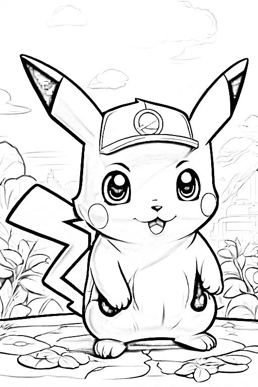 Pikachu coloring pages cute