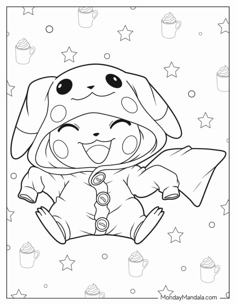 Pikachu coloring pages free pdf printables