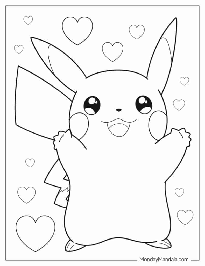 Pikachu coloring pages free pdf printables