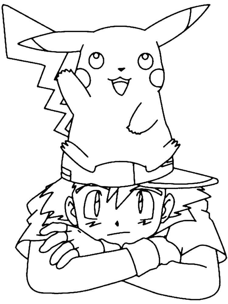 Online coloring pages coloring page pikachu on the head pokemon download print coloring page