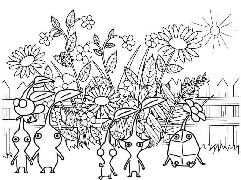 Coloring page pikmin garden