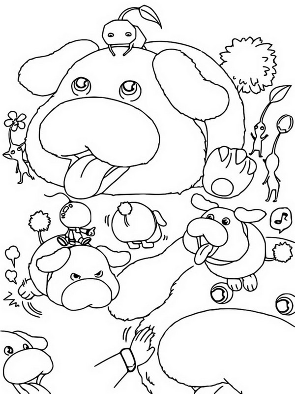 Coloring page pikmin oatchi and friends