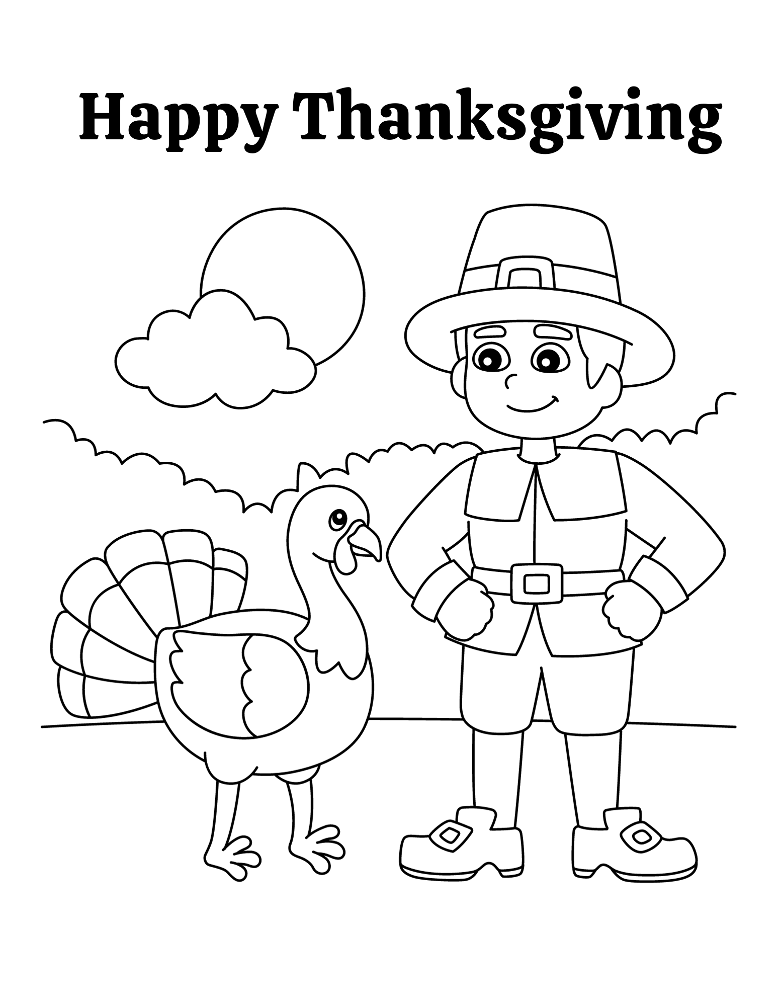 Cute pilgrim thanksgiving coloring pages for kids â