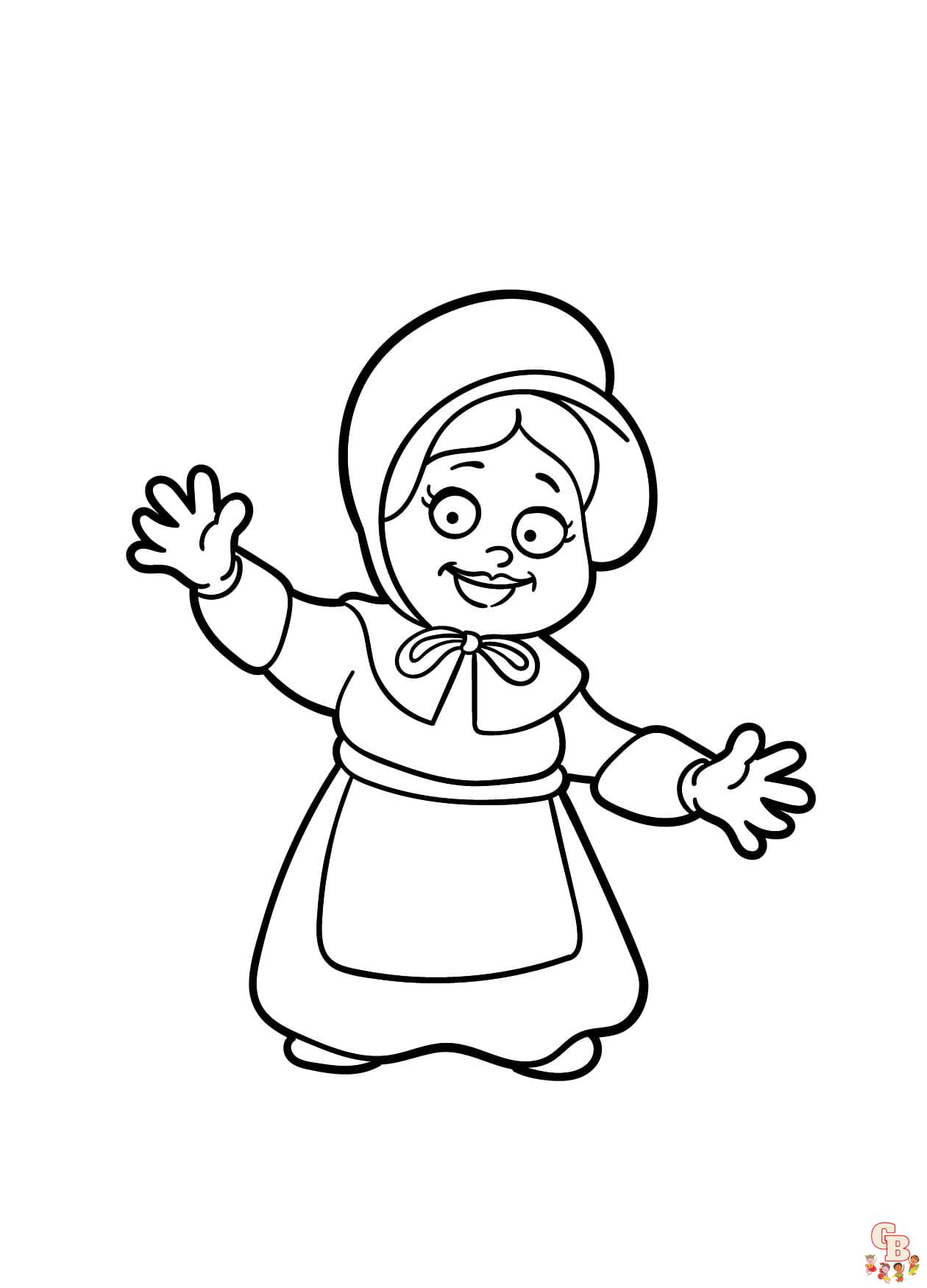 Printable pilgrim coloring pages free for kids and adults