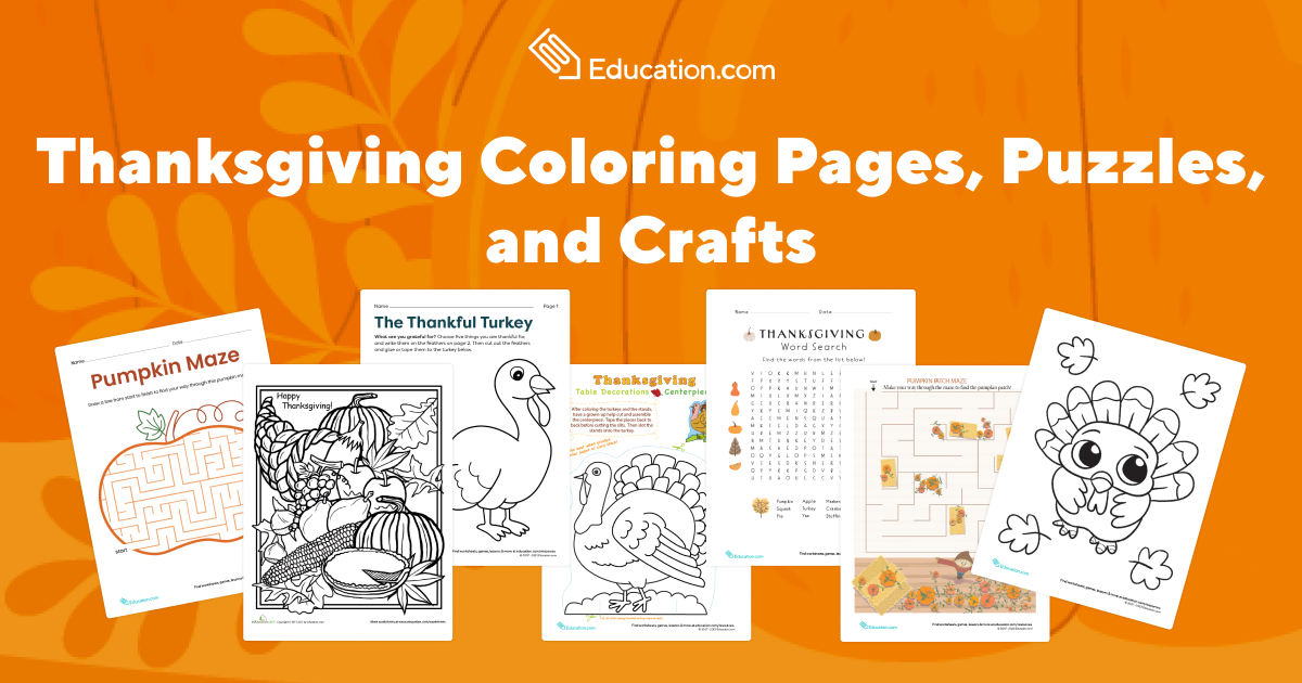 A bounty of thanksgiving coloring pages puzzles and crafts