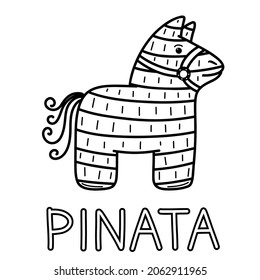 Fiesta coloring page pinata hand drawn stock vector royalty free