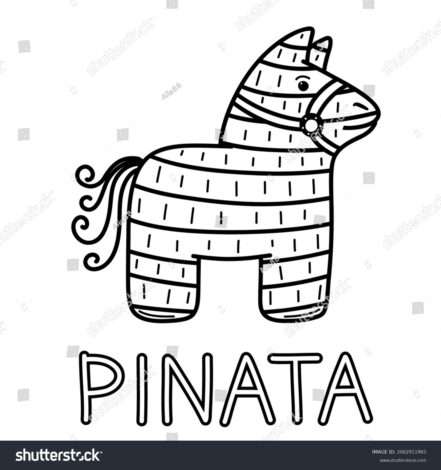 Fiesta coloring page pinata hand drawn stock vector royalty free