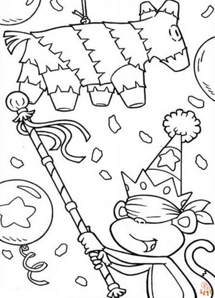 Printable pinata coloring pages free for kids and adults