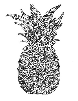 Pineapple zentangle coloring page by pamela kennedy tpt