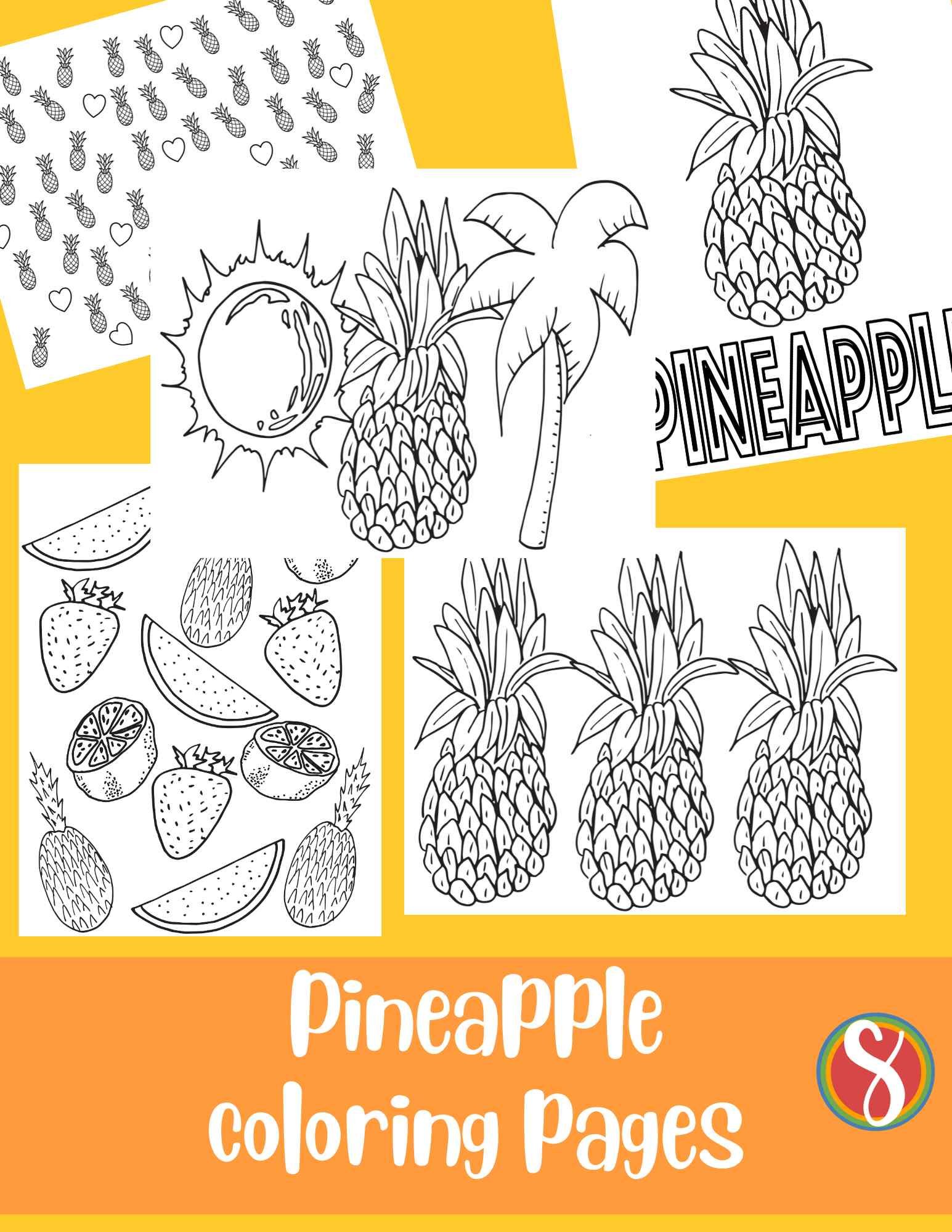 Free pineapple coloring pages â stevie doodles