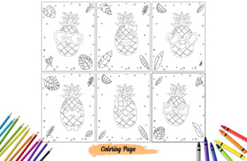 Printable kawaii pineapple coloring page by kiddie resources tpt