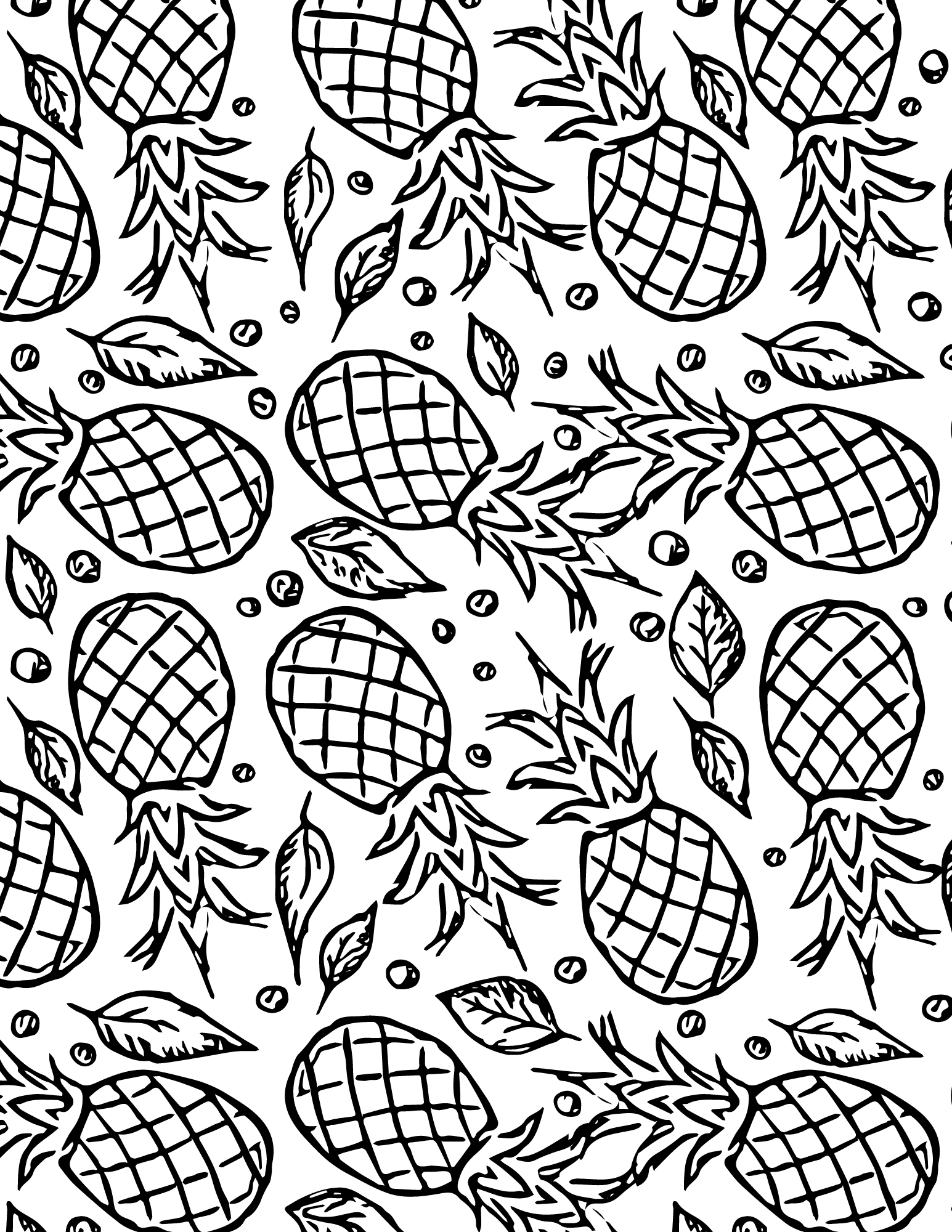 Free printable pineapple coloring pages for kids and adults