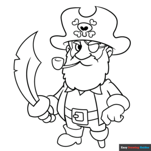 Pirate coloring page easy drawing guides