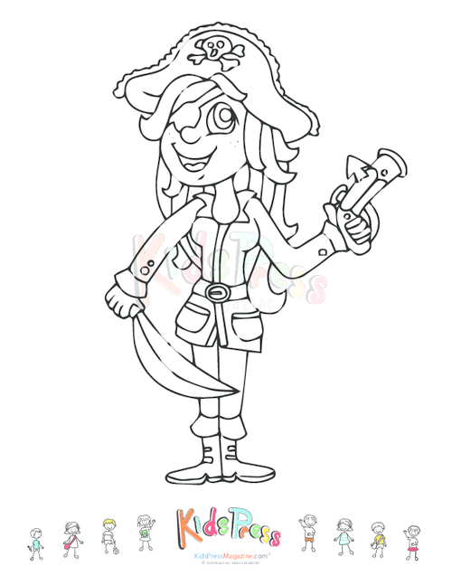 Printable coloring page â girl pirate