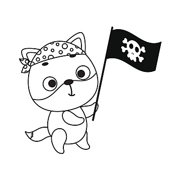 Cute fox pirate coloring page for kids children cute black vector fox drawing rat drawing pirate drawing png and vector with transparent background for free download