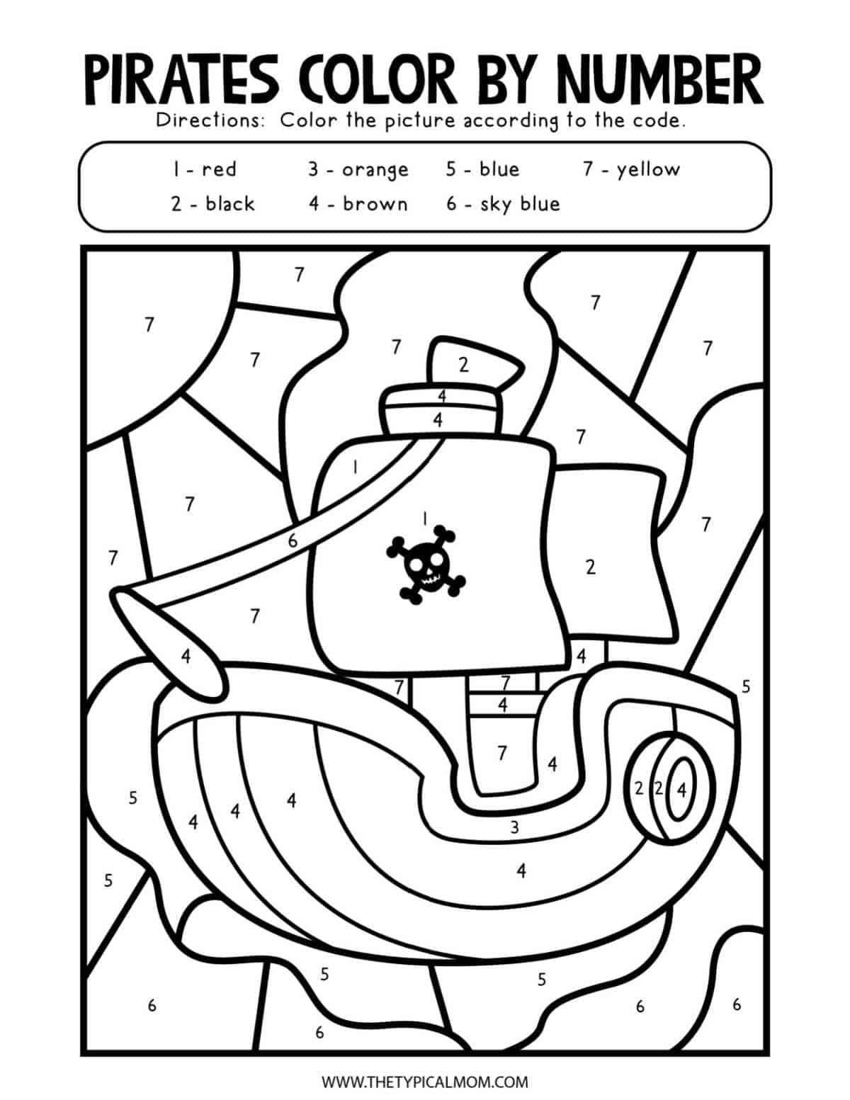 Free pirate coloring pages