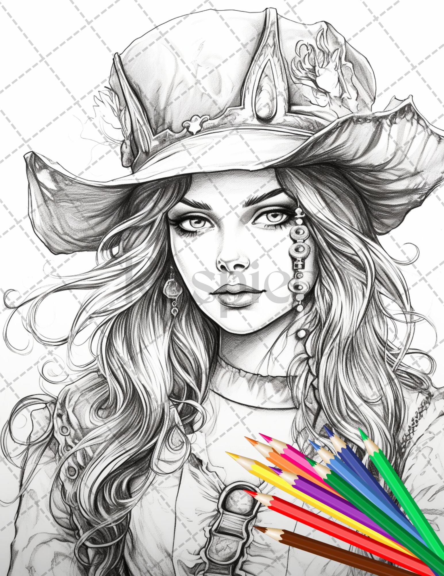 Beautiful pirate princess coloring book printable for adults grays â coloring