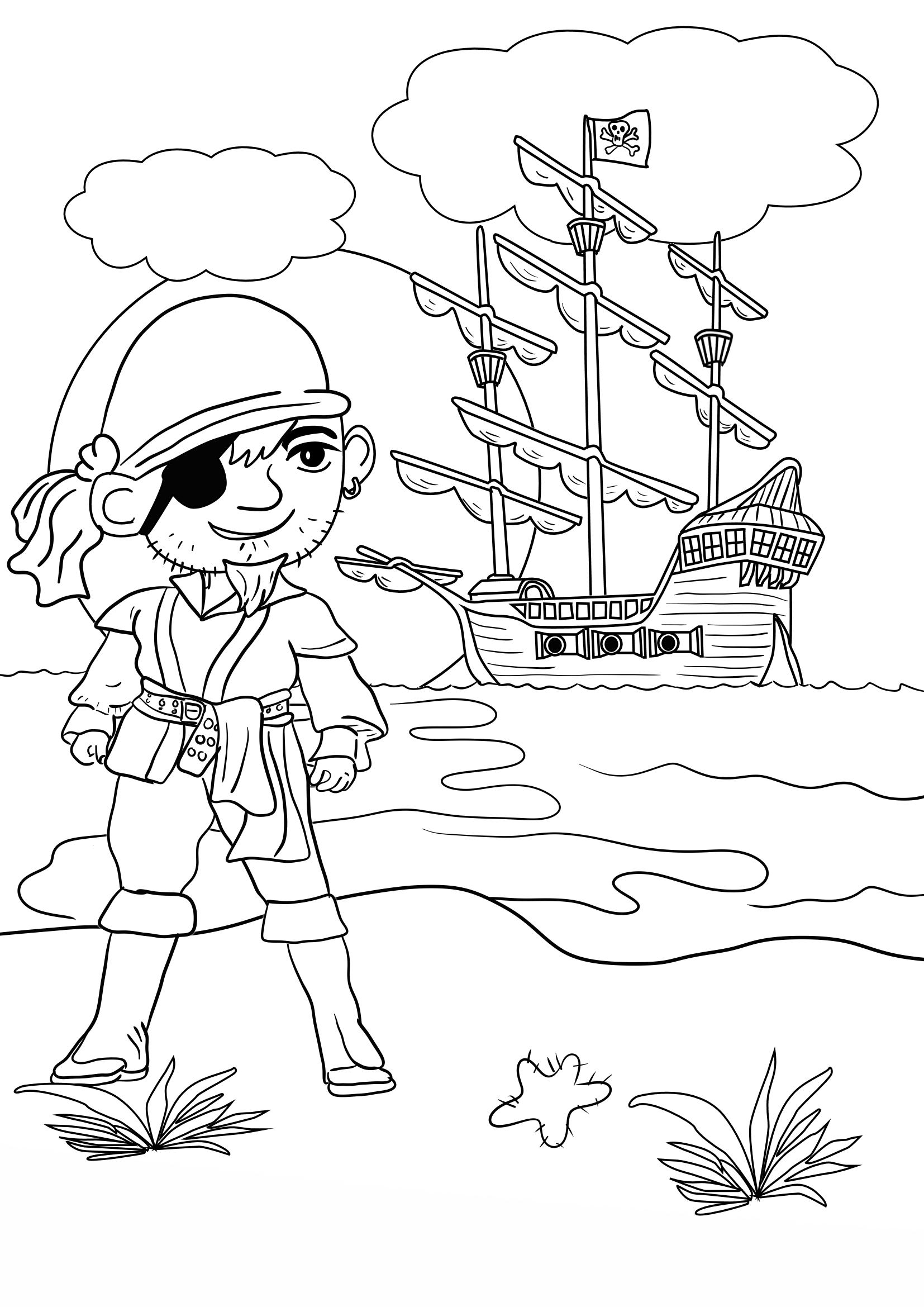 Pirate loring pages for kids