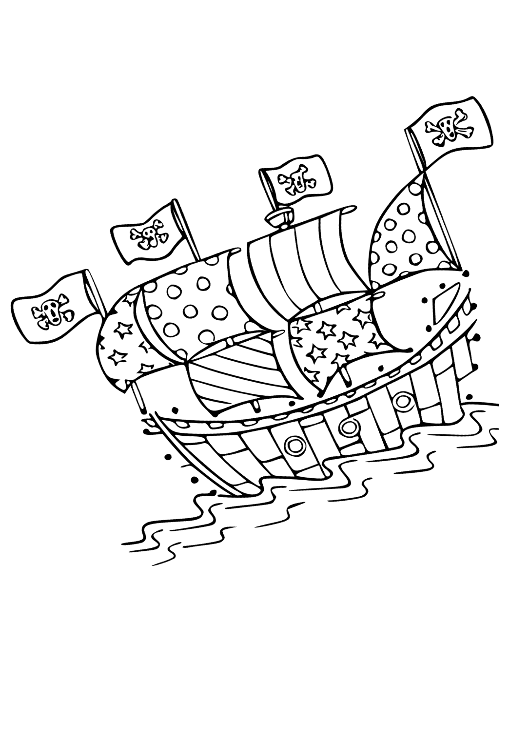 Free printable ship pirates coloring page for adults and kids