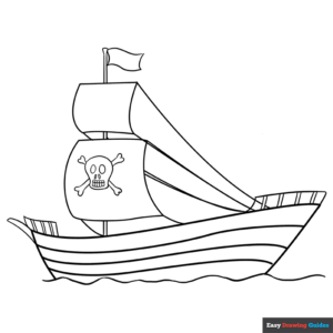 Pirate ship coloring page easy drawing guides