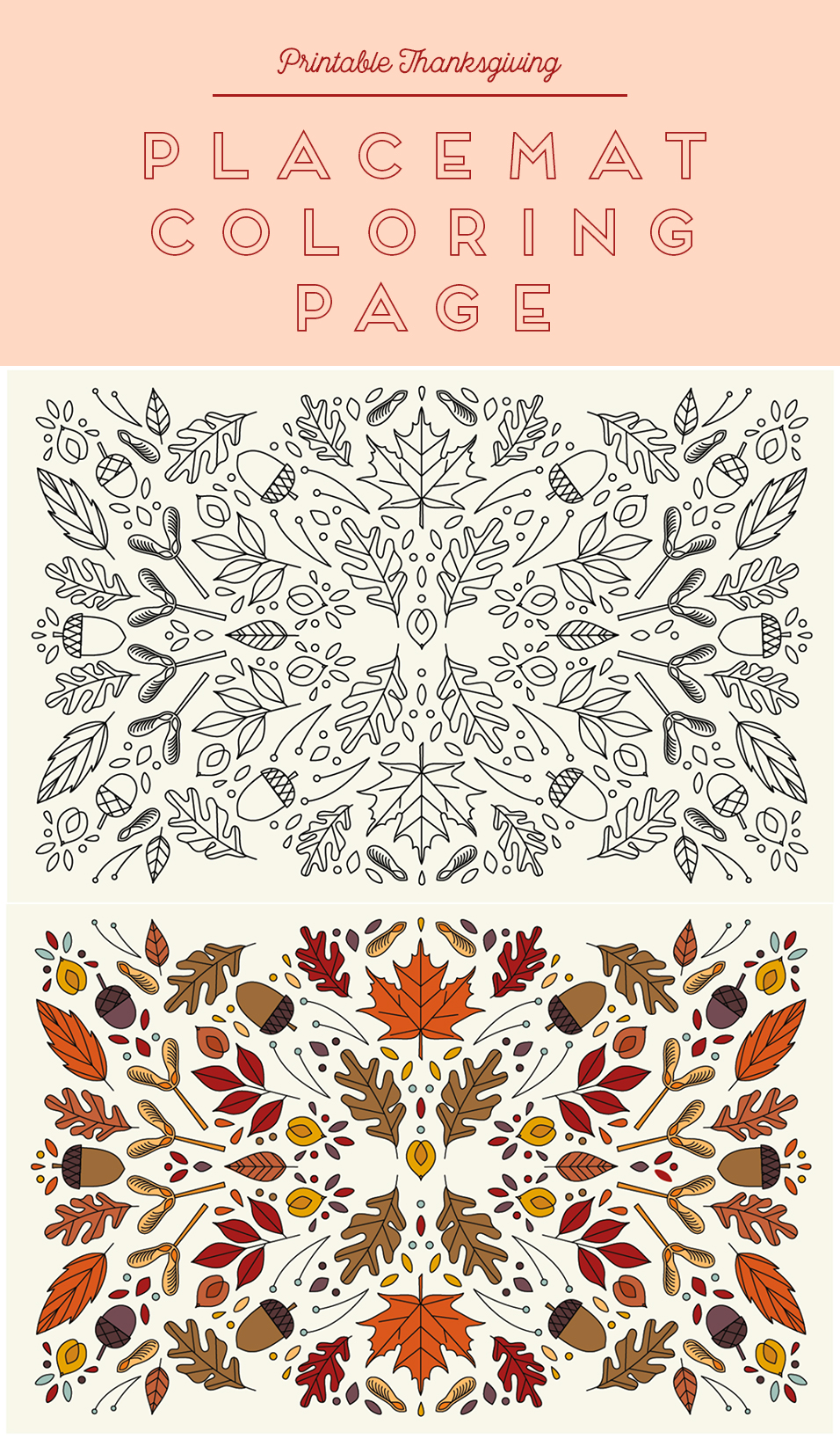 Printable coloring thanksgiving placemats