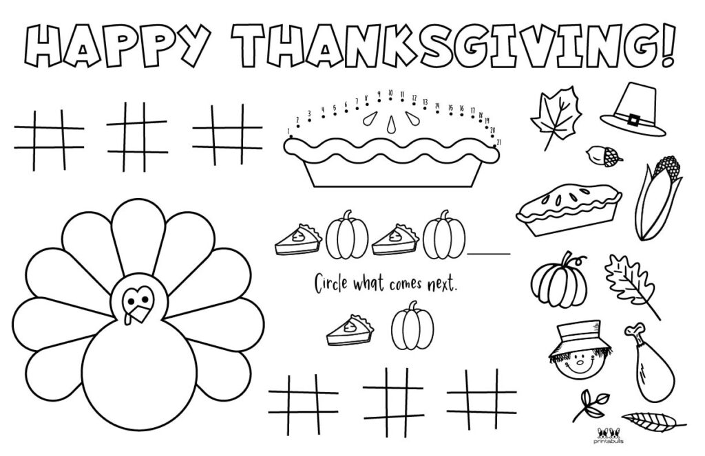 Printable thanksgiving placemats