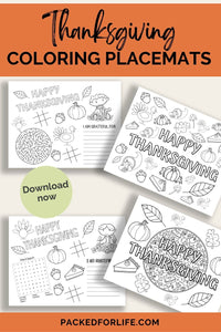 Kids thanksgiving coloring placemats â packed for life