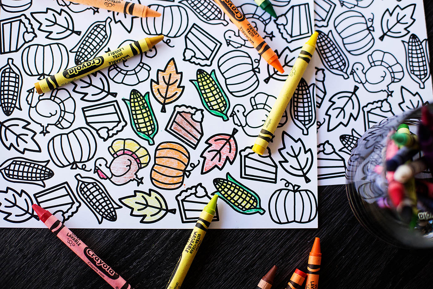 Printable thanksgiving coloring placemat â all for the boys