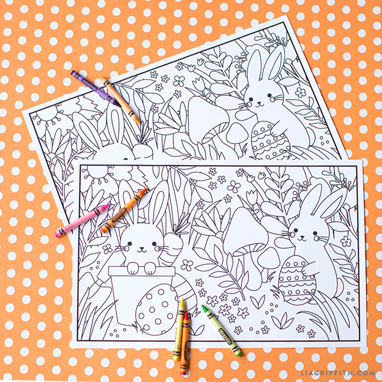 Printable easter coloring placemats for kids