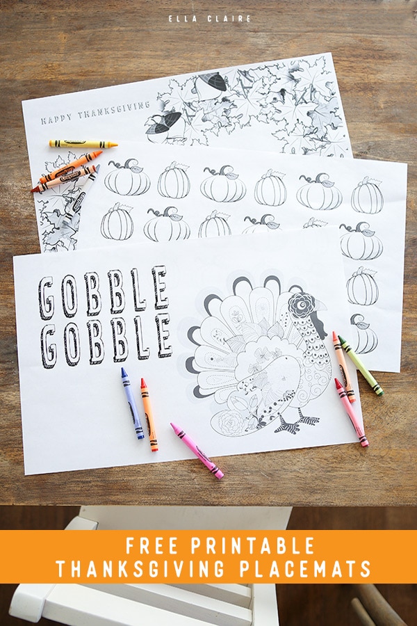 Thanksgiving coloring placemats free printable